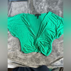 Green crop top, t-shirt material, only worn twice